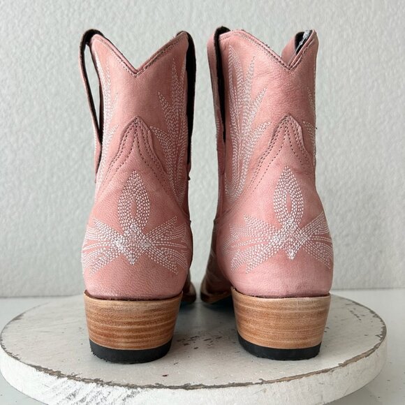 Pink Ankle Boots with Embroidered Design - Picture 4 of 16